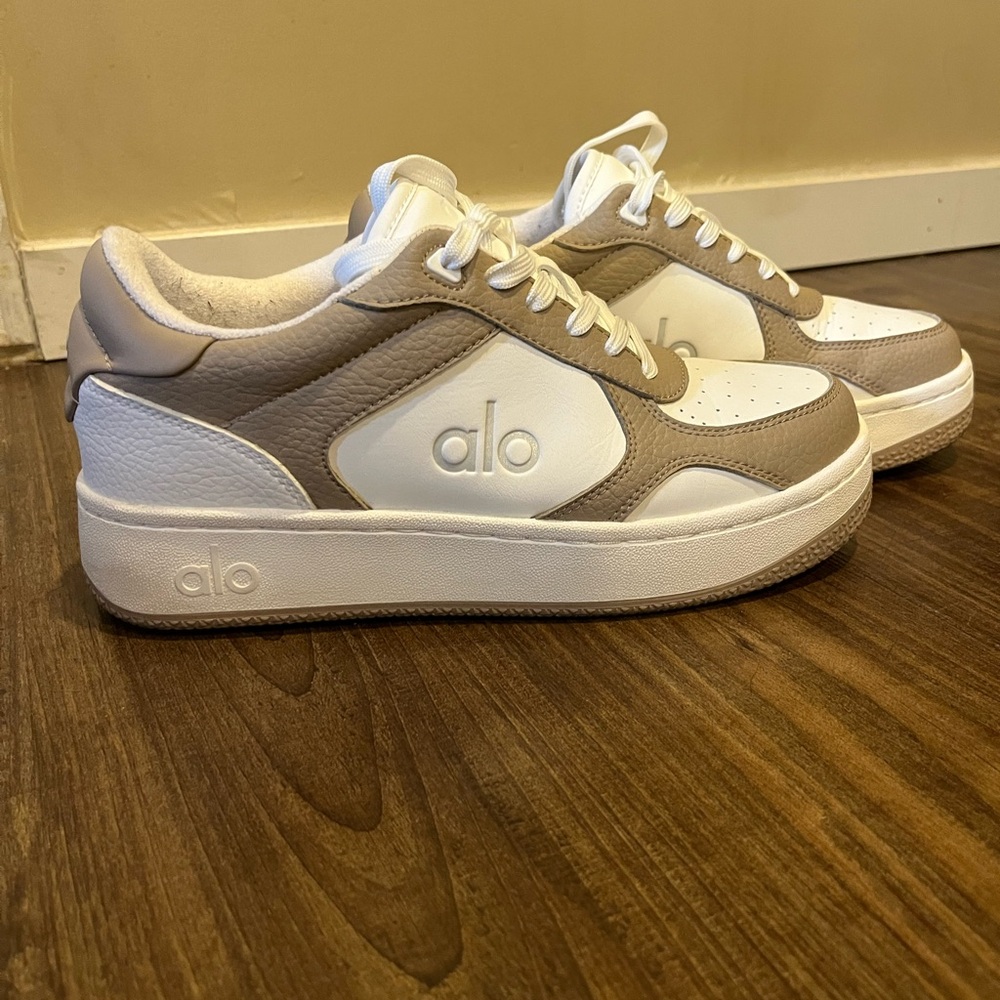 ALO Yoga White and Tan Athletic Shoes